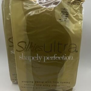 Lot of 3 Pairs Silkies Ultra Shapely Control Top Pantyhose Queen Size Beige